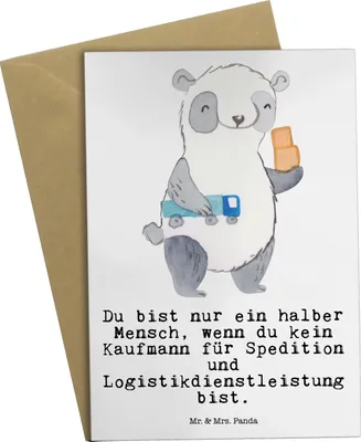 Produktbild von Mr. & Mrs. Panda Klappkarte Kaufmann für Spedition und Logistikdienstleistung Herz - Weiß - Geschenk, vatertagskarte, einladungskarten, Grußkarten, Lustig, Grußkarte