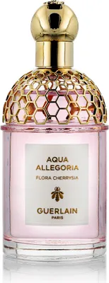 A bottle of Guerlain Aqua Allegoria Flora Cherrysia Eau de Toilette.