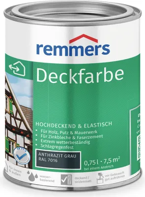Produktbild von Remmers Deckfarbe anthrazitgrau (RAL 7016) 0,75 l, Holzlack