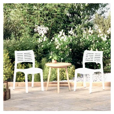 Produktbild von 2er Set Gartenstühle aus Polypropylen (PP), Farbe Weiß, Abmessungen 50x51x82 cm
