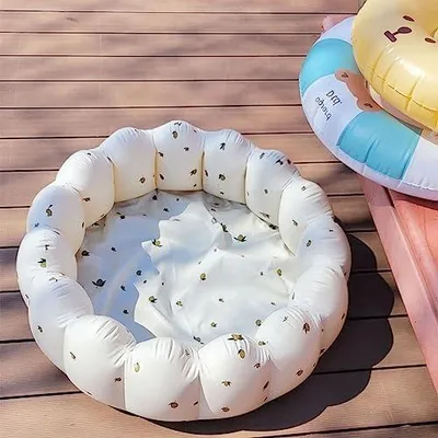 Produktbild von Aufblasbares Schwimmbecken 90cm PVC Planschbecken Niedlicher Swimmingpool Aufblasbare Badewanne Dusche für Outdoor Home Balkon Sommerwasserparty