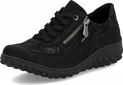 Zdjęcie produktu dla Rieker szerokie H sportowe sznurowane buty czarny