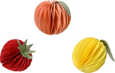 Produktbild von 4-teilige Papier Dekoration FRUITS im Früchte-Design, Höhe 7cm, Ø 8cm