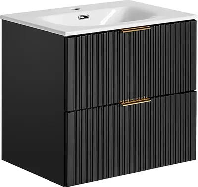 Produktbild von Waschtisch 60.2cm Adriel mit 2 Schubladen, Mattschwarz