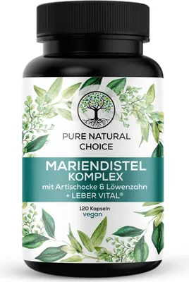 Produktbild von PURE NATURAL CHOICE | Mariendistel Komplex: Exklusive 8-Fach Formel mit Artischocke, Löwenzahn & LEBER Vital® – 80% Silymarin für maximale Wirksamkeit