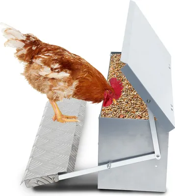 Obrázok produktu pre Jopassy automatické kŕmidlo pre kurčatá hydina s vekom dávkovač krmiva, 5kg nožný pedál samootváracie kŕmidlo automatické kŕmidlo pre kurčatá