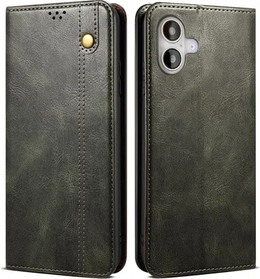 Produktbild von Hülle für iPhone 17 Leder Brieftasche Schutzhülle mit Standfunktion Grün