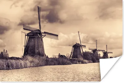 Produktbild von MuchoWow® Poster Mühlen - Wasser - Niederlande 60x40 cm - Schlafzimmerdekoration
