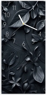 Produktbild von Wanduhr aus Glas mit Motiv Blumenmuster Dunkel- 30 x 60 cm - inkl. Aufhängesystem