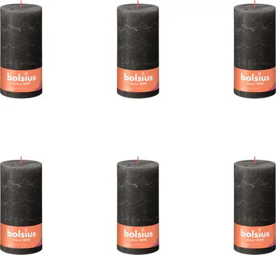 Zdjęcie produktu dla Bolsius - Rustykalna świeca filarowa - 200/100 - 1 sztuka w opakowaniu - Stormy Grey - Value pack - 6 sztuk