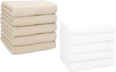Produktbild von Betz 10 Stück Seiftücher 30x30 cm PREMIUM 100% Baumwolle Farbe: sand und weiß