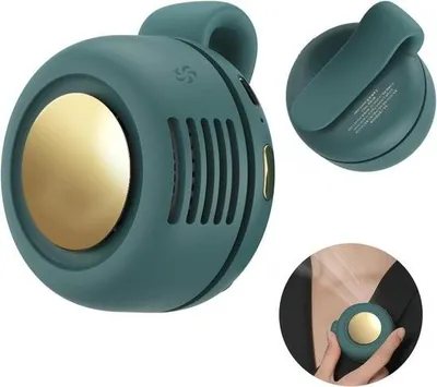 Produktbild von 360° drehbarer Mini-Ventilator – 3 Geschwindigkeitsstufen – USB-aufladbar – mit Klemme – für den Innen- und Außenbereich (Dunkelgrün)