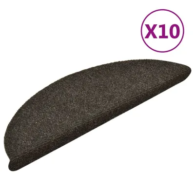 Image de Tapis d'escalier autocollants 10 pièces 56 x 17 x 3 cm Anthracite Demi-rond