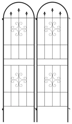 Produktbild von Set mit 2 Gartenspalieren aus Stahl, Rankhilfen fš¹r Blumen und Pflanzen auf der Terrasse, 50 x 180 cm, Schwarz