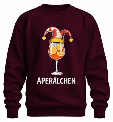 Productafbeelding van Aperol Spritz cocktailglas, oranjeschijfjes, grappig uni sweatshirt, pullover, bordeauxrood, maat 3XL