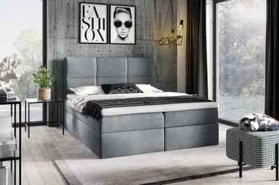 Produktbild von Boxspringbett Schlafzimmerbett HUDSON 160x200cm in Stoff Fresh Grau
