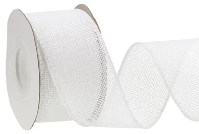 Productafbeelding van Juteband met draadrand - 5 cm x 9,14 m - Voor knutselen en decoratie - Wit