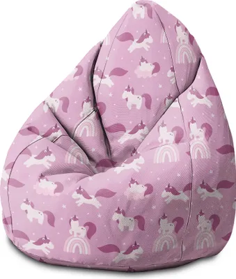Produktbild von Dreamroots Bean Bag Sitzsack Kinder mit füllung, Bodenkissen Kinder Sitzsack, Sitzsack Kinderzimmer 70x70x105 cm, Unicorns and Clouds