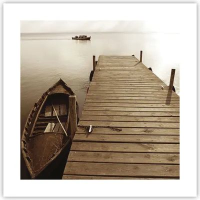 Produktbild von Poster - Poster ohne Rahmen - Brücke Boot Sepia - 40x40 cm - Wand Bild - Wanddeko - Wandbilder - Kunstposter - Wandposter - Bilder - Kunstdruck - Wanddekoration - Wandbild - P2XAC40x40-4135