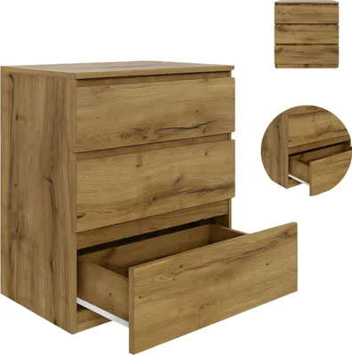 Zdjęcie produktu dla YUMEBLY | Komoda BASIC z 3 szufladami 71x75x40 cm – funkcjonalna komoda do salonu, sypialni i biura | Dąb Artisan
