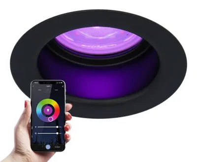 Produktbild von hoftronicsmart LED Einbaustrahler 5,5W IP65 GU10 Schwarz RGBWW Wifi Bluetooth