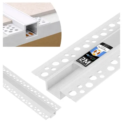 Obrázek produktu pro MasterLED LED profil pro zapuštěnou montáž, PVC, bílý, 2 m, matný, pro sádrokartonové konstrukce, pro LED pásky do šířky 12 mm, rozměry 50 x 12 mm