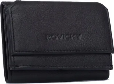 Produktbild von Rovicky | Kleines Portemonnaie, aus Leder, mit Schnappverschluss, für Damen, Schwarz, 10.5x7.5 cm