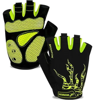 Obrázok produktu pre Rukavice na bicykel, poloprstové, žlté, veľkosť M, priedušné, tlmiace nárazy, protišmykové, unisex