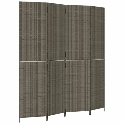 Obrázok produktu pre vidaXL Paravent 4-tlg. Grau Poly Rattan