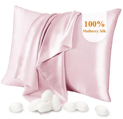 Produktbild von Seidenkissenbezug 21 Momme beidseitig mit Reißverschluss Rosa 1 Stück
