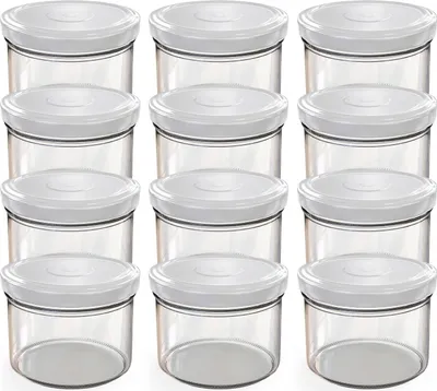 Produktbild von Oputec 12x 230 ml Einmachgläser mit Schraubdeckel Weiß – Perfekt für Konfitüren, als Vorratsgläser mit Deckel Marmeladengläser und Schraubgläser