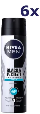 Produktbild von 6x Nivea Deospray Men – Invisible Black & White 150 ml