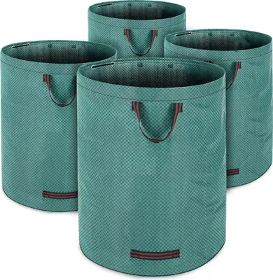 Produktbild von GARDEBRUK® Gartenabfallsack 4x280 Liter 50 kg Belastbarkeit doppelte Nähte 3 stabile Griffe robust abwaschbar Garten Rasensack Gartentasche Laubsack