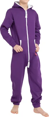 Produktbild von Basisstoff Yuppie Kinder Jumpsuit Jungen Mädchen Overall Lila Gr. 122-128