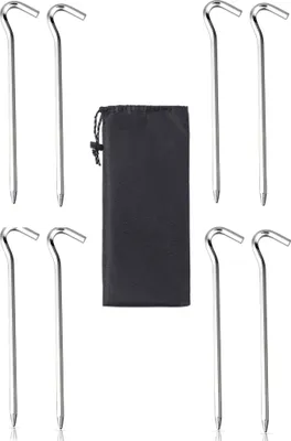 Image de 8 x piquets de tente en aluminium avec sac | Set de piquets de terre 18cm long | piquets de tente Outdoor | 5,66mm piquets de terre pour sols normaux & durs | crochets de tente en argent | piquets de sable | piquets de sol robustes pour le camping