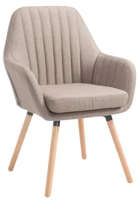 Produktbild von CLP Stuhl Florian Stoff mit Sitzpolster und Holzbeinen Gestell taupe Gestell Farbe natur
