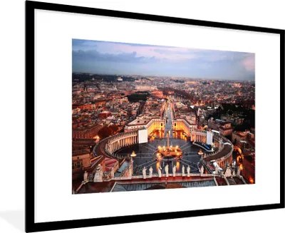 Produktbild von MuchoWow® Gerahmtes Poster Rom - Platz - Stadt 90x60 cm - Poster mit Schwarzem Bilderrahmen Wandposter Rahmen Foto Bilder - Wanddekoration - Fotos