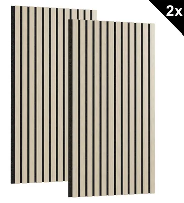 Produktbild von ACXIN Wand Akustik MDF 2er Set 120x60cm 1,44m² Akustikpaneele Schallschutzplatten Schallabsorber Wandverkleidung Wohnzimmer Büro Heimkino Eiche Weiß