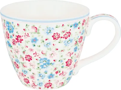 Produktbild von Greengate Becher LOUISA Weiß mit Blumen Muster Porzellan Tasse
