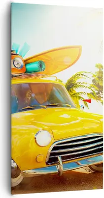 Produktbild von Bild auf Leinwand - Leinwandbild - Auto Strand Reise Sommer - 65x120cm - Wand Bild - Wanddeko - Leinwanddruck - Bilder - Kunstdruck - Wanddekoration - Leinwand bilder - Wandkunst - PA65x120-2839