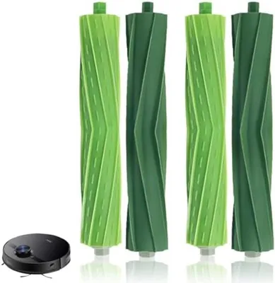 Productafbeelding van PromoHome® 4-delige borstelaccessoires, compatibel met Roomba i7, i7+, E5, E6, i3, i8+ robotstofzuigers, vervangende onderdelen: borstelcassette van rubber