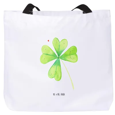 Produktbild von Mr. & Mrs. Panda Reisetasche Blume Kleeblatt - Weiß - Geschenk, Laptoptasche, Tote Bag, Garten, Motivation, Neuanfang, Tasche, Strandtasche, Glück, Schultasche, Umzug