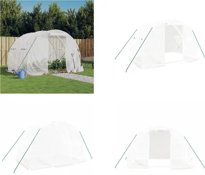 Produktbild von vidaXL Gewächshaus mit Stahlrahmen Weiß 6 m² 3x2x2 m - Gewächshaus - Gewächshäuser - Polytunnel - Begehbares Gewächshaus
