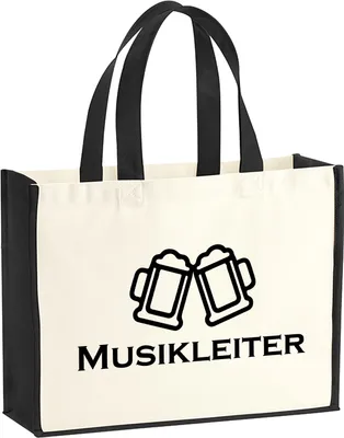 Produktbild von Huuraa Jutetasche Musikleiter Schützenfest 21 Liter Black Jute und Baumwolle Einkaufstasche Geschenkidee