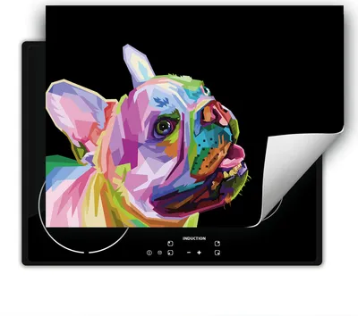 Produktbild von DarHaus Herdabdeckplatte 80x52 cm Anti Rutsch Matte Aufrollbar, schwarz - Hund