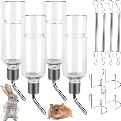 Produktbild von Famanu Trinkflasche für Kleintiere, 4 Stück, 350 ml, auslaufsicher, für Kaninchen, Meerschweinchen, Chinchillas, Hamster