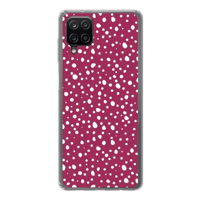 Produktbild von MuchoWow® Handyhülle Schutzhülle Hülle für Samsung Galaxy A12 Tupfen - Rot - Weiß Silikon Softcase Handy Hülle - Bild