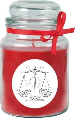 Produktbild von HS Candle "Sternzeichen" Duftkerze Rose im Bonbonglas ( Waage ) - viele Motive zur Auswahl, 500g - Brenndauer bis zu 110 Std - Libra