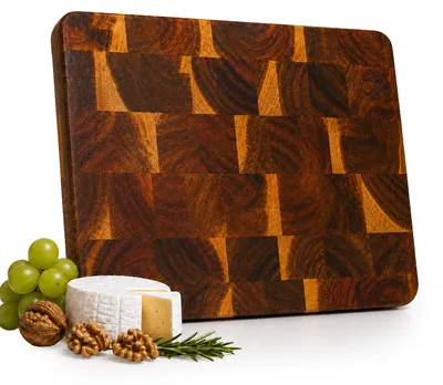 Obrázek produktu pro Relaxdays, krájecí prkénko, akáciové dřevo, 51 x 36 cm, vhodné pro krájení i servírování, tloušťka 3 cm, zaoblené hrany, dřevěné prkénko, přírodní