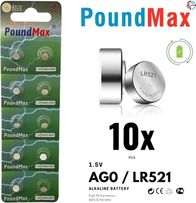 Produktbild von 10x Alkaline Knopfzelle AG0 379 119SG0 SR63 GP379 LR521 D379 SR521W 1,5 V